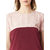 Miss chase Women's Blush Pink & Maroon Round Neck Short Sleeve Colour Block Solid Boxy Top