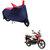 AutoRetail UV Resistant Two Wheeler Polyster Cover for Hero Splendor I Smart (Mirror Pocket, Red and Blue Color)