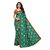 SOFTIEONS E-COMMERCE Sarees Floral Print Turquoise And Orange  Coloured Crepe Traditional Party Wear Women's Saree/Sari With Blouse Piece.