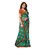 SOFTIEONS E-COMMERCE Sarees Floral Print Turquoise And Orange  Coloured Crepe Traditional Party Wear Women's Saree/Sari With Blouse Piece.