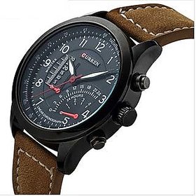 True Choice Round Dail Brown Leather StrapMens Quartz Watch For Men