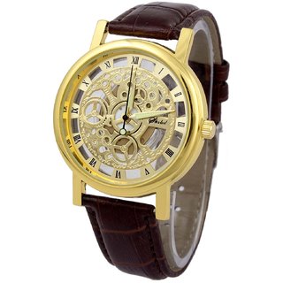 eglob Round Dail Brown Leather StrapMens Quartz Watch For Men