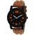 HRV latest chronograph pattern attractive Brown genuine leather belt watch for Men