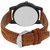 Hrv Latest New Best Chronograph Pattern Round Dial Brown Genuine Leather Strap Watch For Men