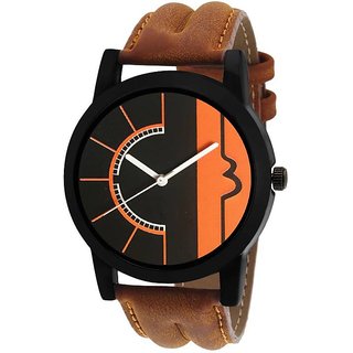 HRV latest NEW chronograph pattern attractive Brown genuine leather belt watch for Men