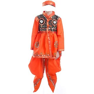 Gujrati Garba Boy Orange Color Fancy Dress Costume For Kids