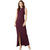 Miss Chase Women's Wine Red Round Neck Sleeveless Solid Bodycon Slit Detailing Maxi Dress