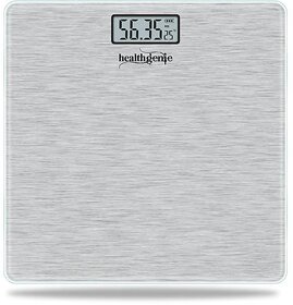 Healthgenie Electronic Digital Weighing Machine Bathroom Personal Weighing Scale, Max Weight  180 Kgs, Weighing Scale (Silver Brushed Metallic).