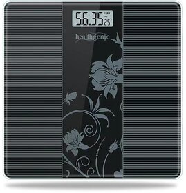 Healthgenie Electronic Digital Weighing Machine Bathroom Personal Weighing Scale, Max Weight  180 Kgs. Weighing Scale (Black 93).