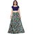 Saadhvi Navy Blue and Turquoise Bangalore Satin Printed Lehenga