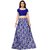 Saadhvi Cream and Blue Bangalore Satin Printed Lehenga