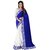 Saadhvi Blue and White Velvet and Brasso Embroidered Saree With Blouse