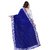 Saadhvi Blue and White Velvet and Brasso Embroidered Saree With Blouse