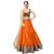 Saadhvi Orange Bangalore Silk Embroidered Semi-Stitched Lehenga Choli