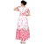 Saadhvi White and Pink Georgette Floral Print Semi Stitched Gown