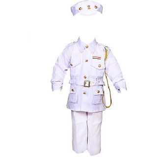 NAVY INDIAN OFFICER WHITE/HELPERS COSTUME FANCY DRESS FOR KIDS