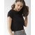 Zooks Women Black Solid Round Neck Crop Top