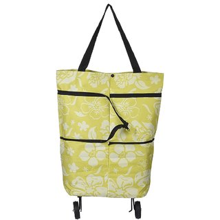 Protable Shopping Trolley Bag with Wheels Foldable Cart Rolling Grocery 2 in 1  Multi Color