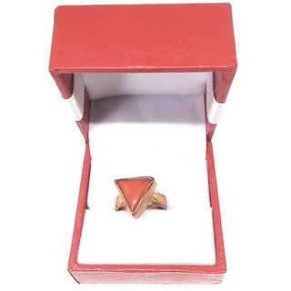 Red Coral Triange Ring in Copper