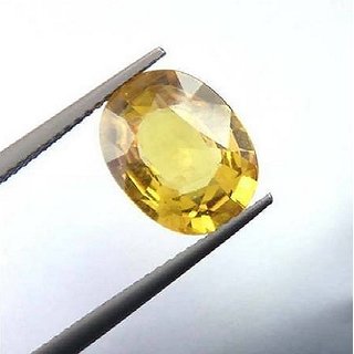 Certified Natural Yellow Sapphire Pukhraj Stone Gemstone (6.5 Ratti)- CEYLONMINE