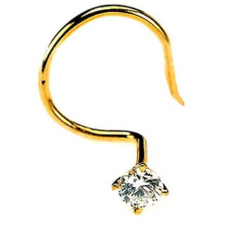 Diamond Nosepin in Yellow Gold Plated nosepin by CEYLONMINE