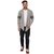 Paddle Up Light Grey Solid Cotton Shrug for Men