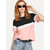 Code Yellow Women's Black White Pink Color Block Hosiery Tee