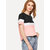 Code Yellow Women's Black White Pink Color Block Hosiery Tee