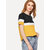 Code Yellow Women's Black White Mustard Color Block Hosiery Tee