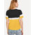 Code Yellow Women's Black White Mustard Color Block Hosiery Tee